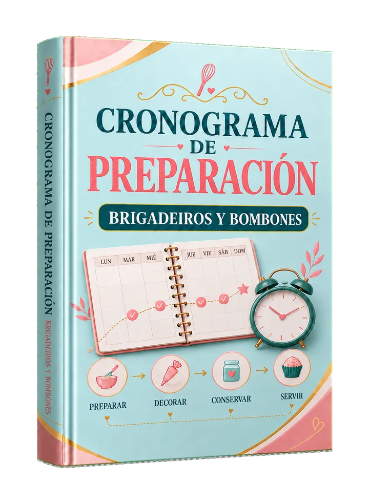 Mockup del bono Cronograma para preparar brigadeiros y bombones